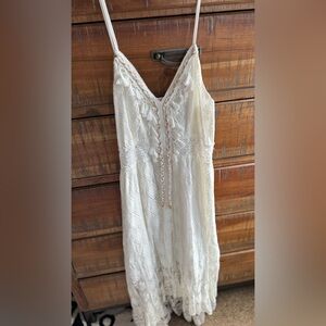 Cupshe Womens Dress XL White Boho Cottagecore Lace Hi Lo Beachy Romantic NWT